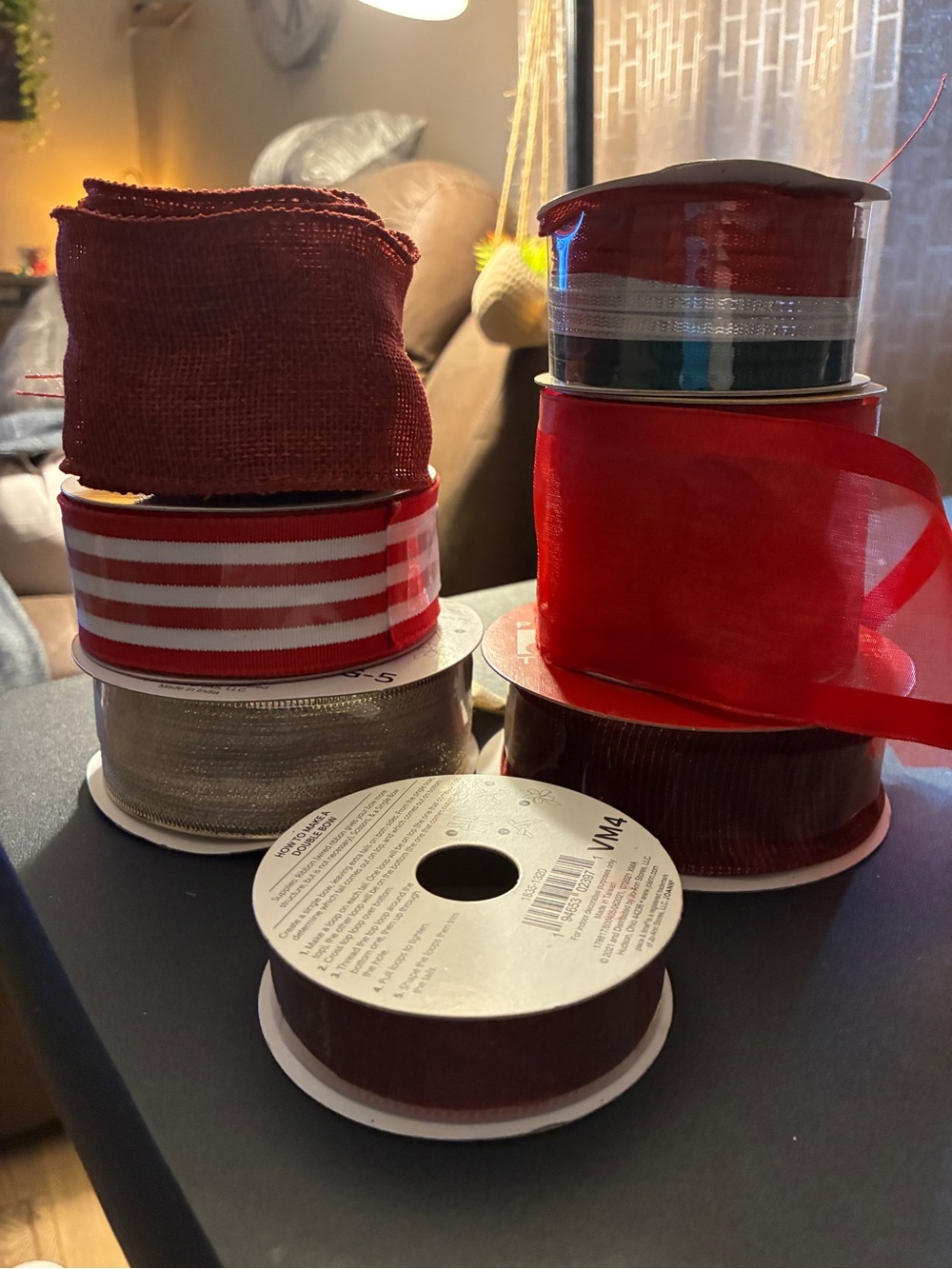 Red Decorative Ribbon Bundle, 5 rolls never used